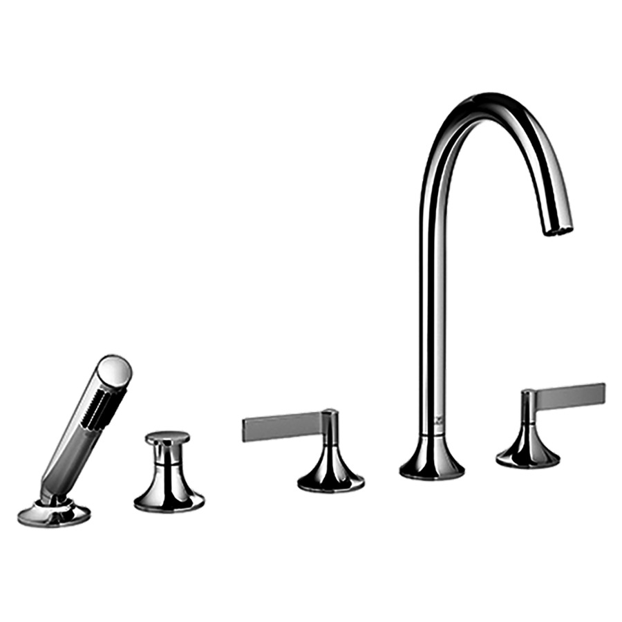 Garniture de remplissage VAIA
5 trous, goulot de baignoire
S 220 mm, mélangeur, inverseur
automatique, douche extensible
poignées de levier, pour
montage sur bord de baignoire