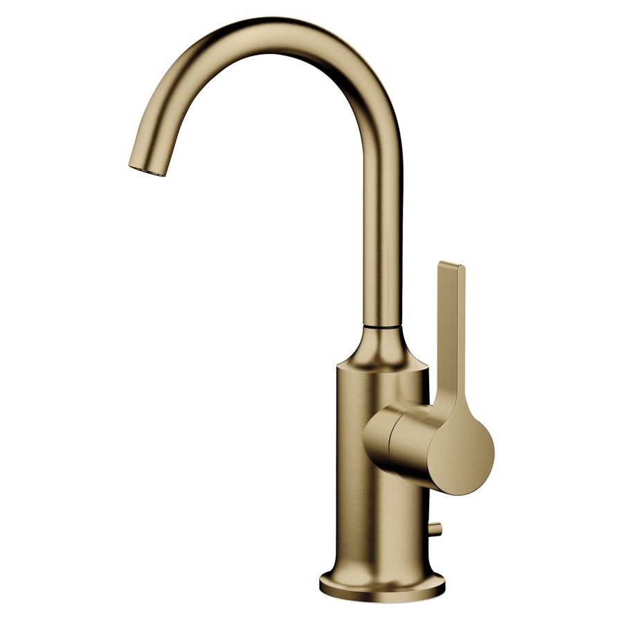 Mélangeur de lavabo VAIA
S 123 mm, goulot orientable
360°, H jusqu'à aératuer
220 mm, vidage excentrique