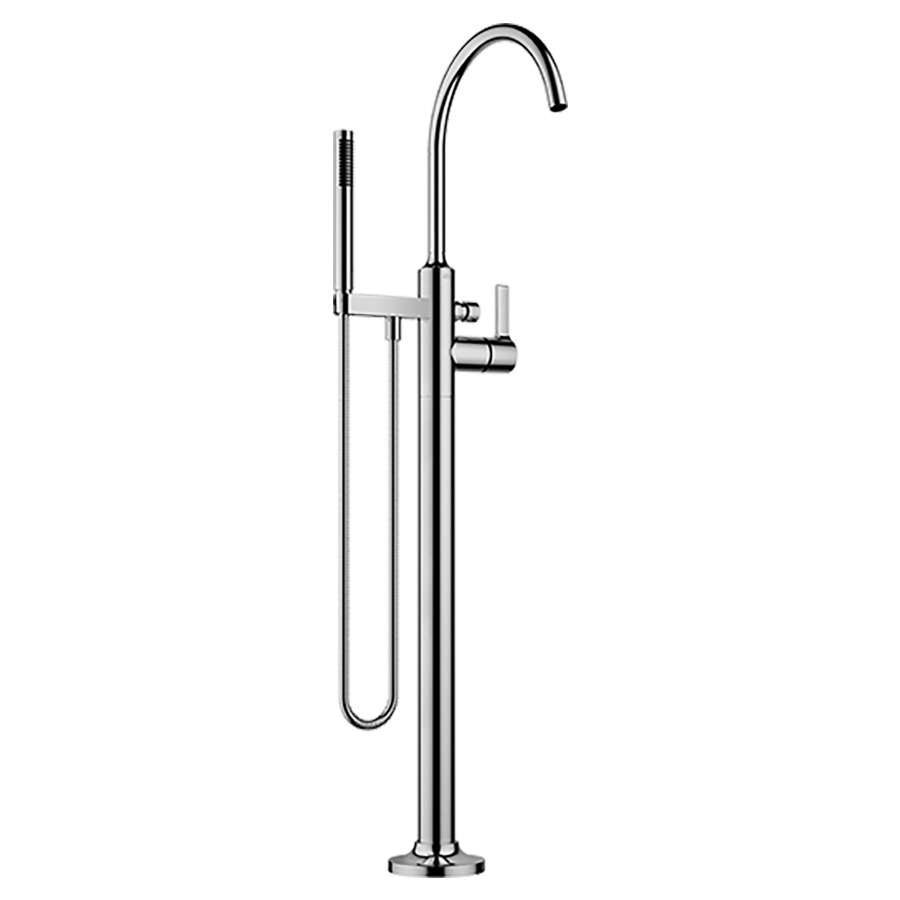 Mélangeur de bain VAIA
S 281 mm, goulot orientable
H jusqu'à aérateur 925-995 mm
avec colonne pour montage
à pose libre, inverseur
douche à main bâton, système
anticalcaire, tuyau 125 cm