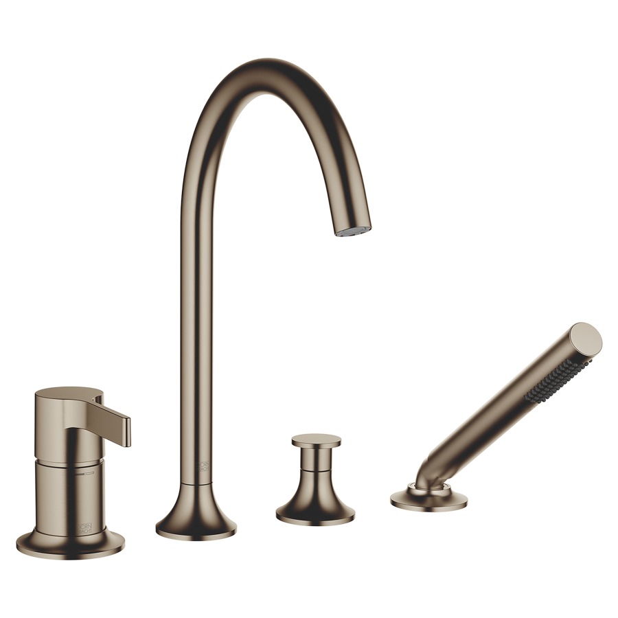 Garniture de remplissage VAIA
4 trous, goulot de baignoire
S 220 mm, mélangeur, inverseur
automatique, douche extensible
poignée de levier, pour
montage sur bord de baignoire
ou sur bord carrelé
