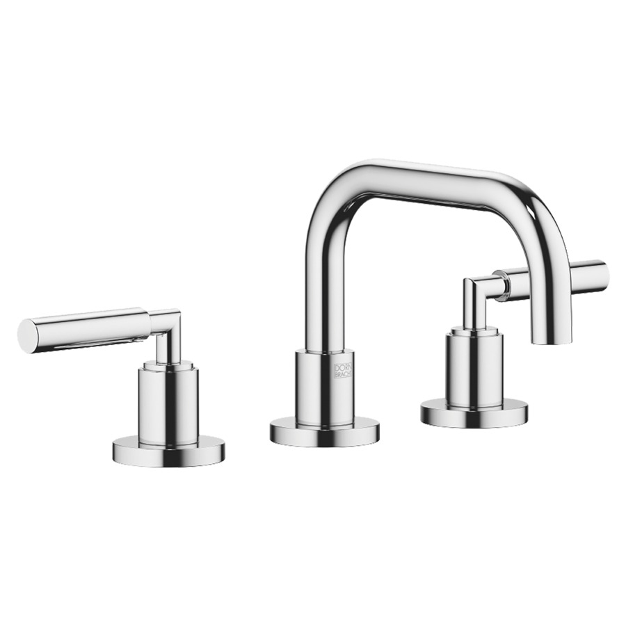 Batterie lavabo à 3 trous
TARA.
S 166 mm, poignées à levier
goulot orientable 360°
avec garniture d'écoulement