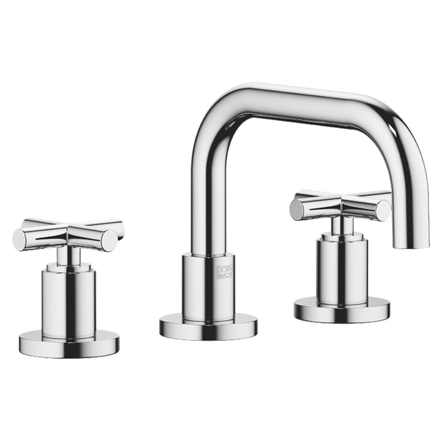 Batterie lavabo à 3 trous
TARA.
S 166 mm, poignées à croix
goulot orientable 360°
avec garniture d'écoulement