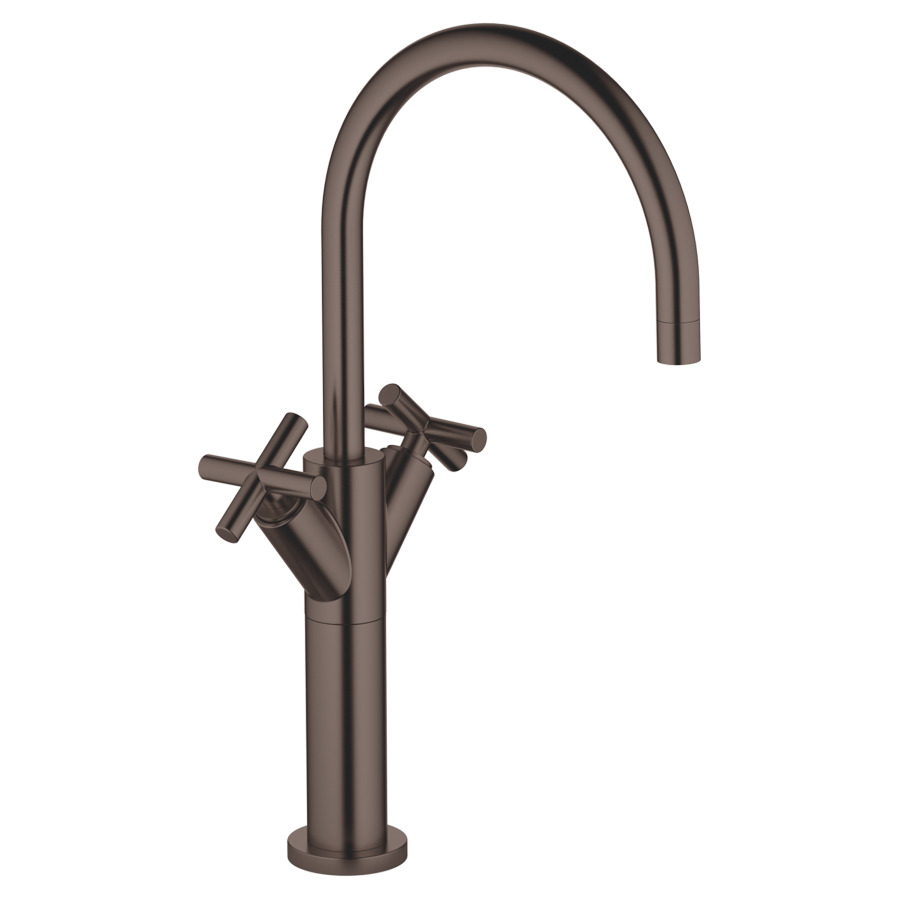 Batterie de lavabo TARA.
S 200 mm, goulot orientable
haute colonne
H jusqu'à aérateur 280 mm
H totale 425 mm, sans vidage
groupe acoustique I