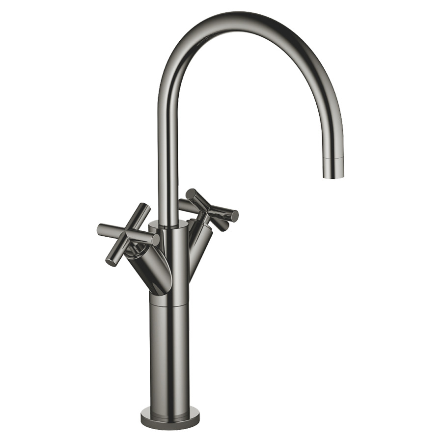 Batterie de lavabo TARA.
S 200 mm, goulot orientable
haute colonne
H jusqu'à aérateur 280 mm
H totale 425 mm, sans vidage
groupe acoustique I