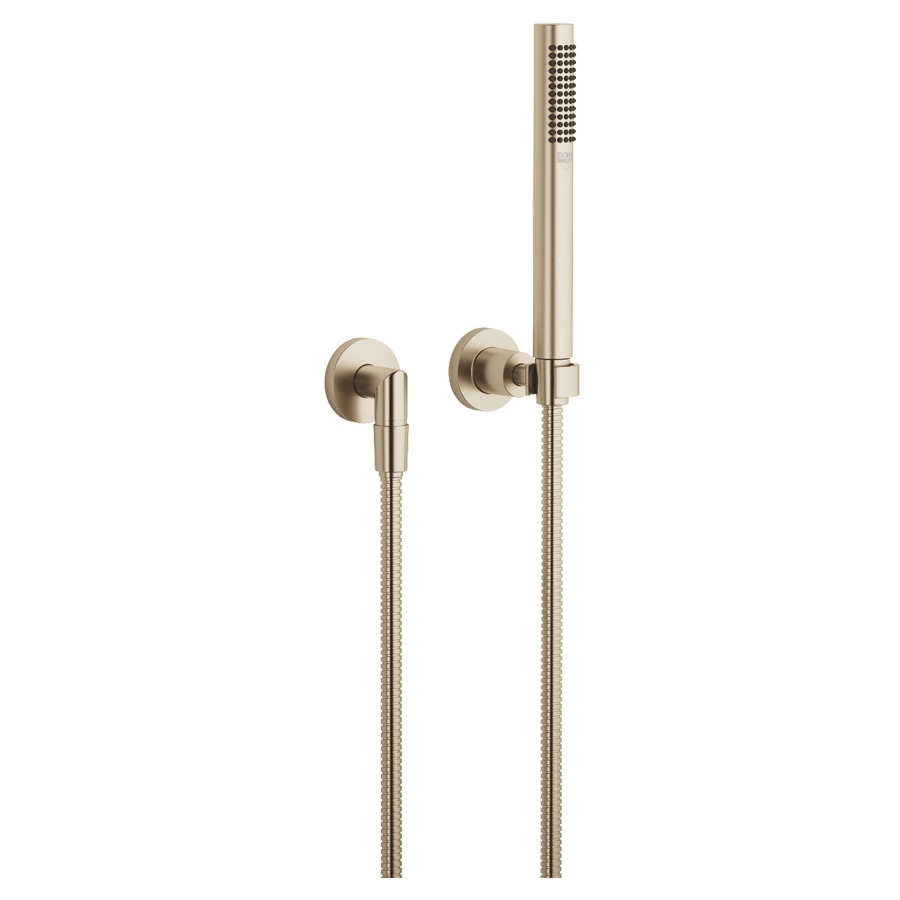 Garniture de douche TARA.
douche à main bâton, système
anticalcaire, tuyau 125 cm
coude de raccordement 1/2"
rosaces D 55 mm
groupe acoustique I