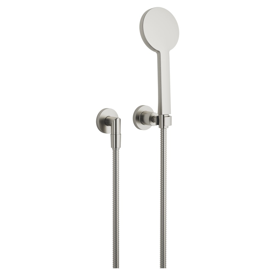 Brausegarnitur TARA.
mit Anschlussbogen 1/2"
Brauseschlauch 125 mm Metall
Halter, Geräuschgruppe I