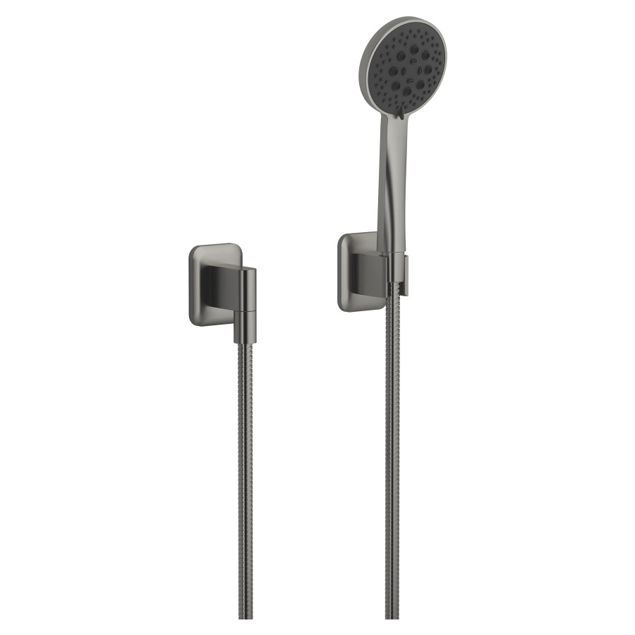 Garniture de douche LISSÉ
coude de raccordement 1/2"
douche à main système anti
calcaire 3/8", 3 jet, tuyau de
douche 125 cm métallique
support