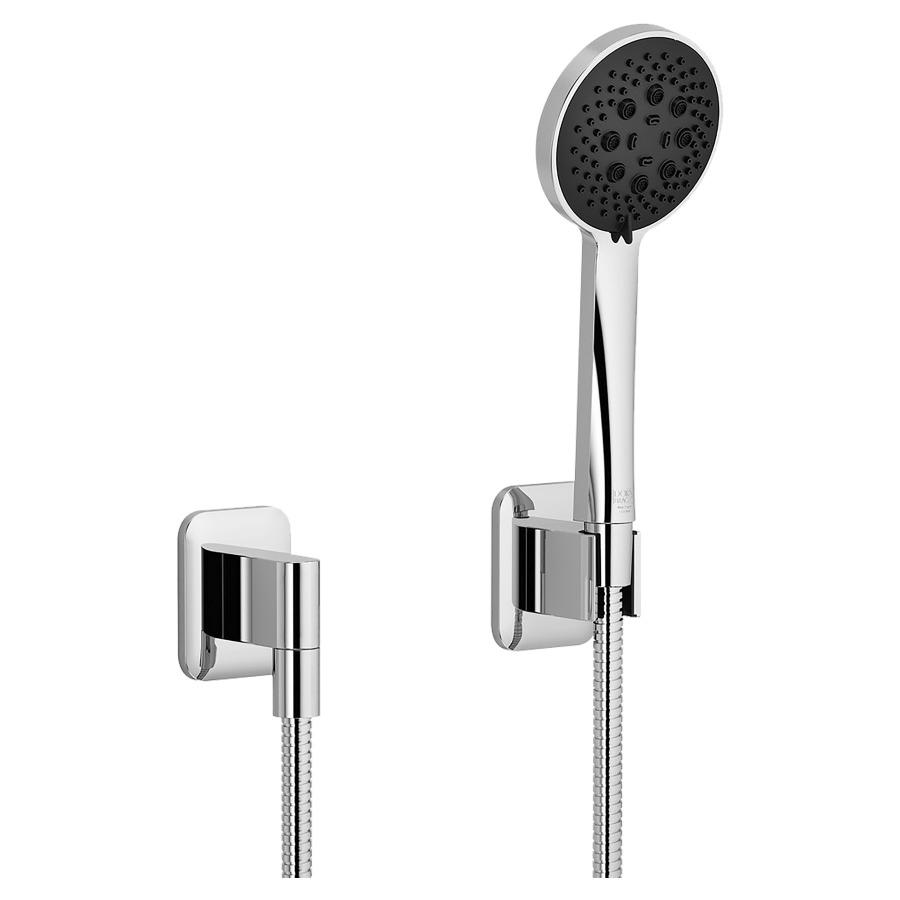 Garniture de douche LISSÉ
coude de raccordement 1/2"
douche à main système anti
calcaire 3/8", 3 jet, tuyau de
douche 125 cm métallique
support