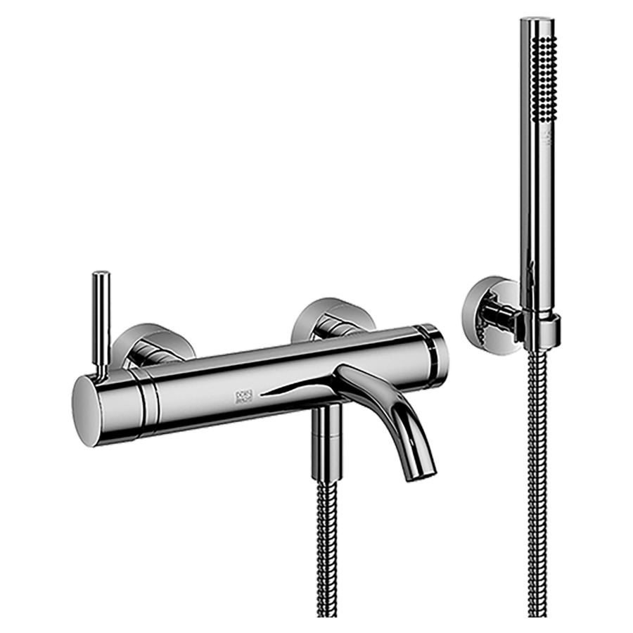 Mélangeur de bain META
E 150 mm, S 202 mm
raccords S cachés 1/2" x 3/4"
douche à main bâton
système anticalcaire
tuyau 125 cm, support
groupe acoustique I