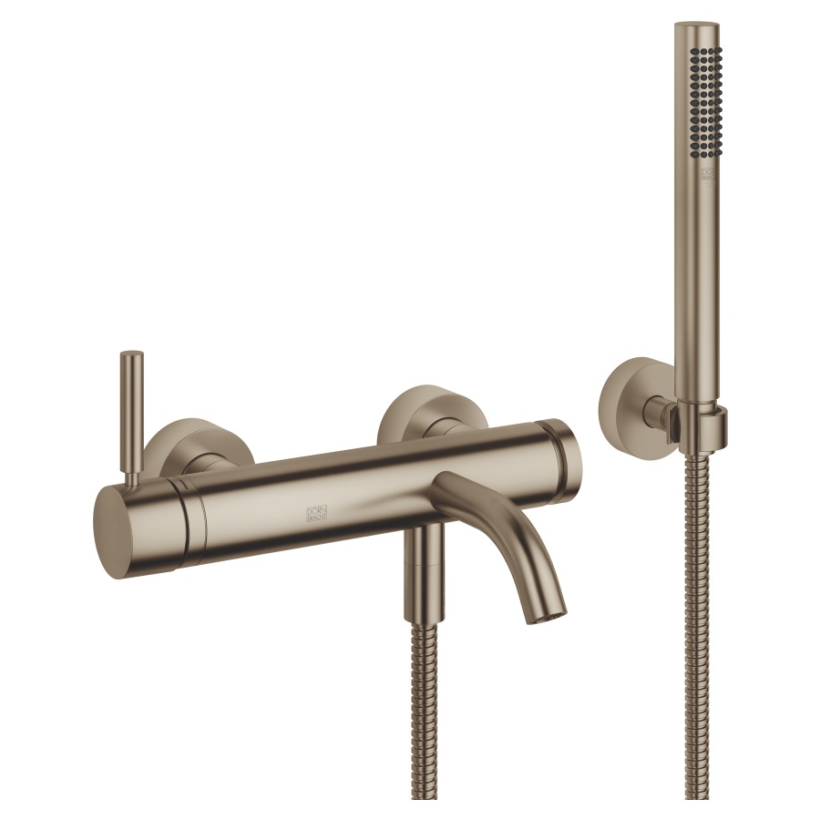 Mélangeur de bain META
E 150 mm, S 202 mm
raccords S cachés 1/2" x 3/4"
douche à main bâton
système anticalcaire
tuyau 125 cm, support
groupe acoustique I