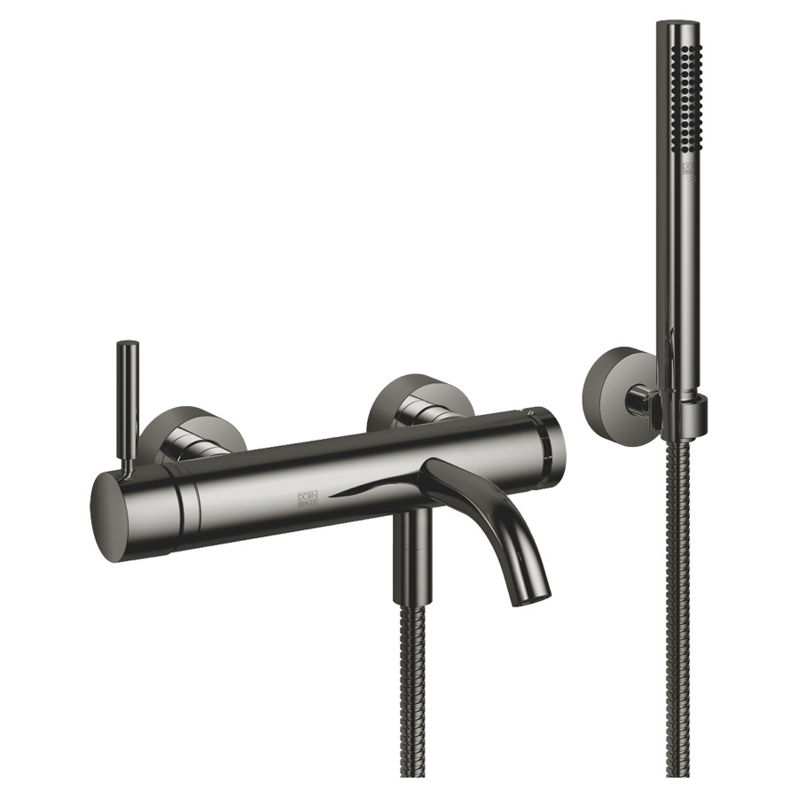Mélangeur de bain META
E 150 mm, S 202 mm
raccords S cachés 1/2" x 3/4"
douche à main bâton
système anticalcaire
tuyau 125 cm, support
groupe acoustique I