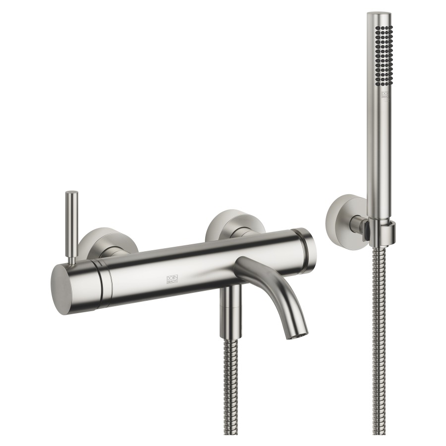 Mélangeur de bain META
E 150 mm, S 202 mm
raccords S cachés 1/2" x 3/4"
douche à main bâton
système anticalcaire
tuyau 125 cm, support
groupe acoustique I