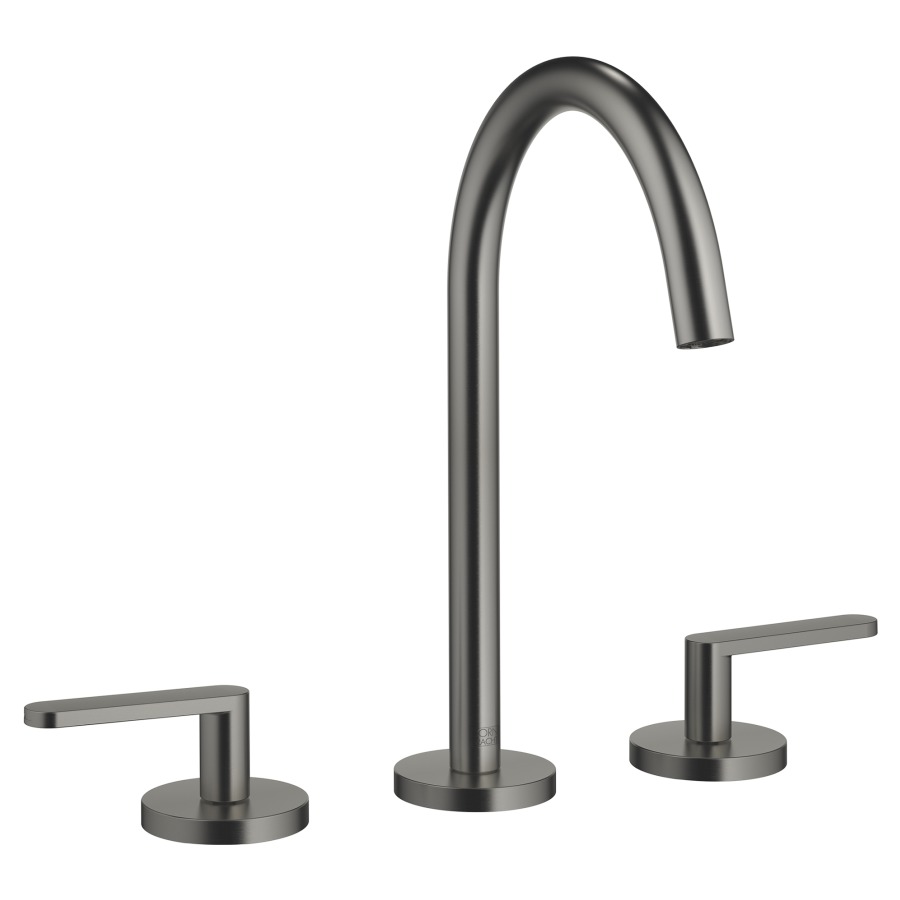 Batterie lavabo à 3 trous
META, S 168 mm, goulot
orientable 360°, rosaces
séparées D 60 mm, avec vidage