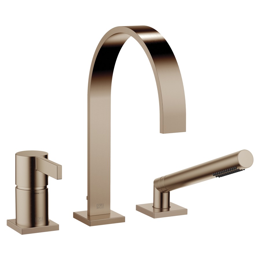 Garniture de remplissage MEM
3 trous, goulot de
baignoire S 220 mm, mélangeur
inverseur automatique, douche
extensible pour montage sur
bord de baignoire