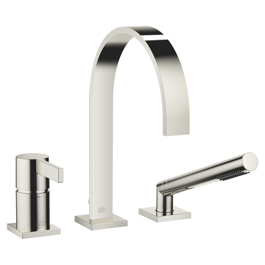 Garniture de remplissage MEM
3 trous, goulot de
baignoire S 220 mm, mélangeur
inverseur automatique, douche
extensible pour montage sur
bord de baignoire