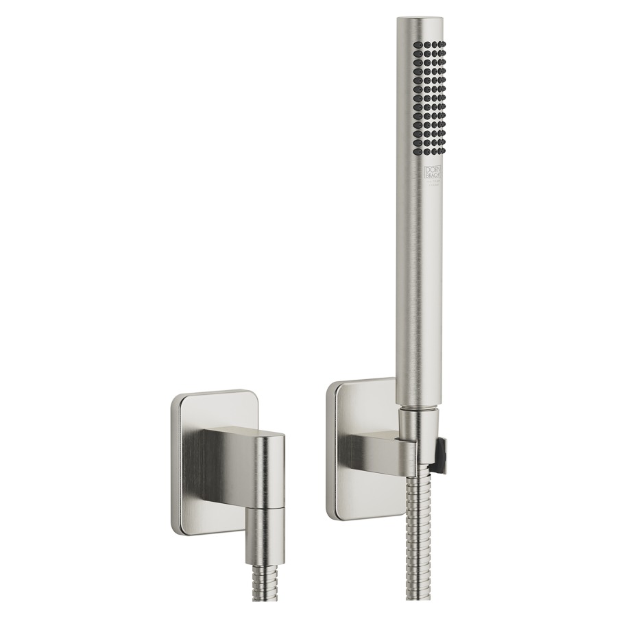 Brausegarnitur LULU
Stabhandbrause, Antikalksystem
Schlauch 125 cm, Anschlussbo-
gen 1/2", Rosetten 78 x 55 mm
Geräuschgruppe I