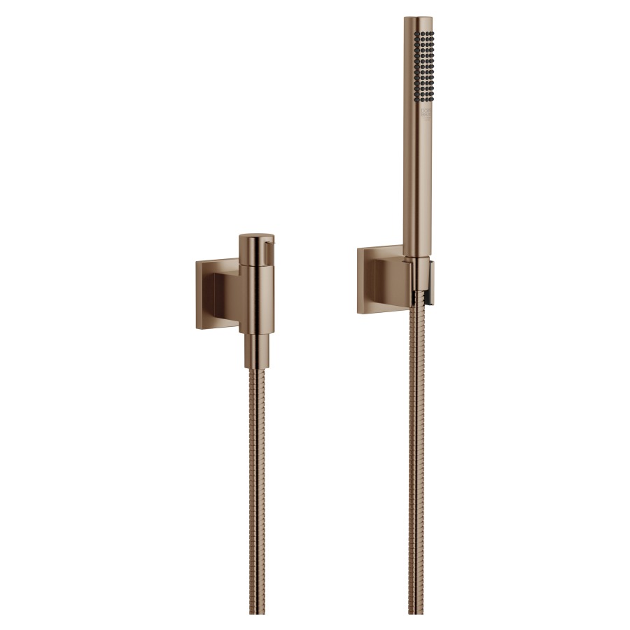 Garniture de douche SYMETRICS
robinet de réglage et d'arrêt
1/2", douche à main bâton
système anticalcaire
tuyau de douche 125 cm support
groupe acoustique NT