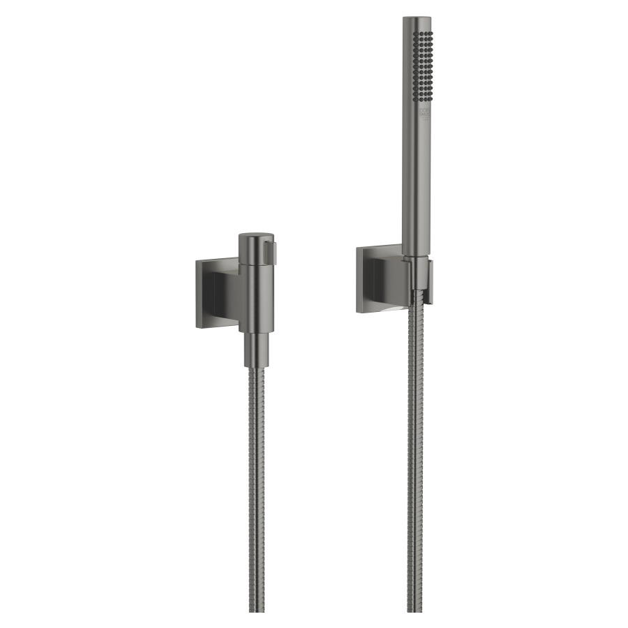 Garniture de douche SYMETRICS
robinet de réglage et d'arrêt
1/2", douche à main bâton
système anticalcaire
tuyau de douche 125 cm support
groupe acoustique NT