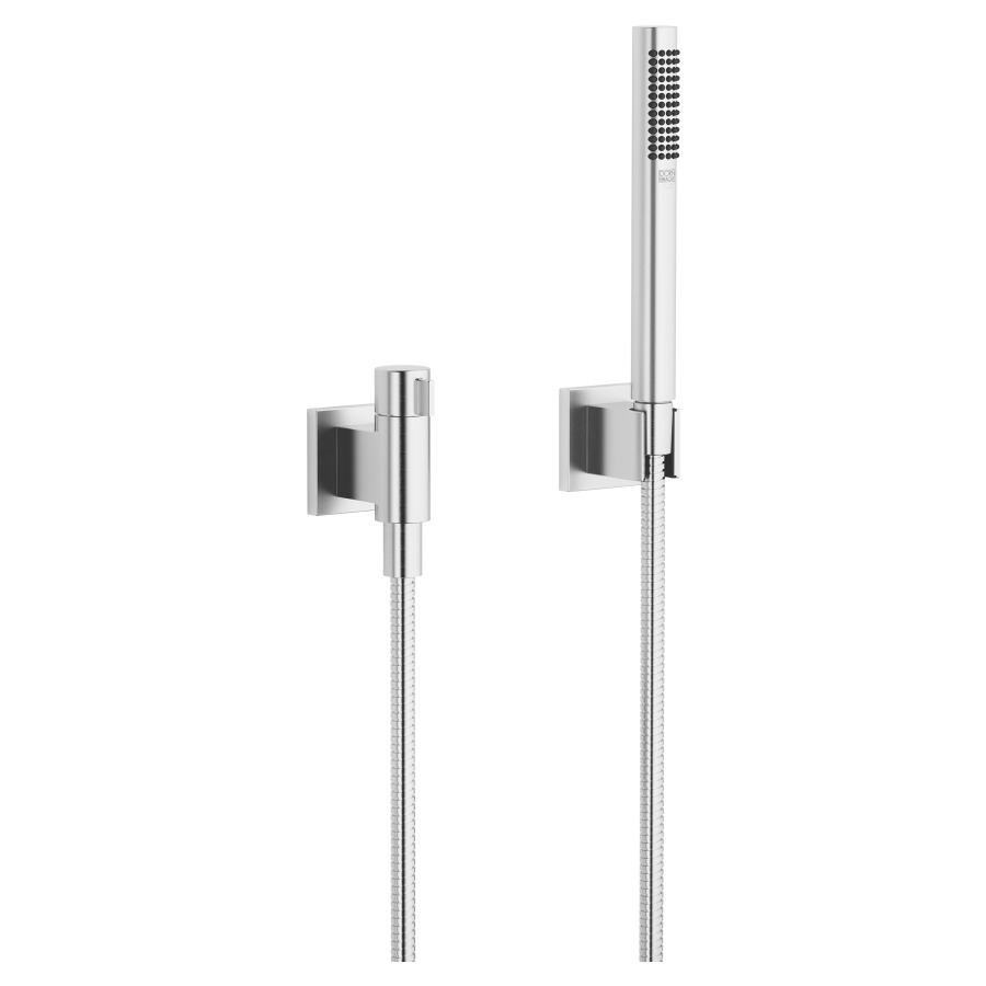 Garniture de douche SYMETRICS
robinet de réglage et d'arrêt
1/2", douche à main bâton
système anticalcaire
tuyau de douche 125 cm support
groupe acoustique NT