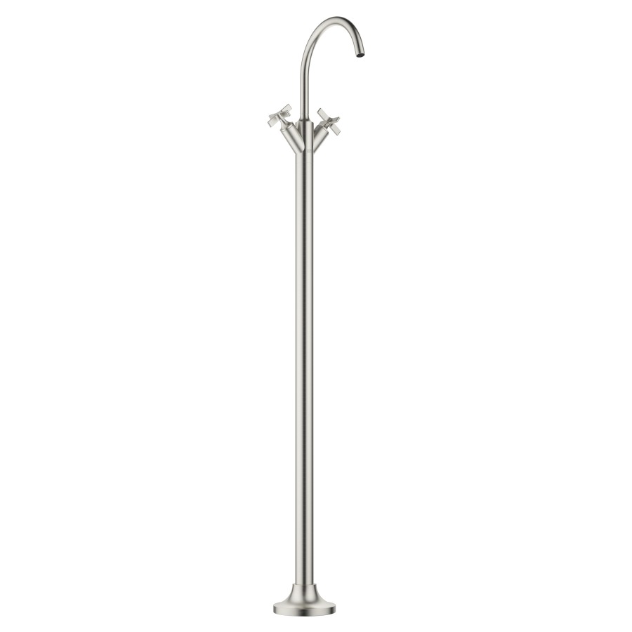 Batterie de lavabo VAIA
S 202 mm, goulot orientable
360°, H jusqu'à aérateur
1252-1321 mm, avec colonne
pour montage à pose libre
sans vidage, débit 5,7 l/min.
sans corps à encastrer
751 035