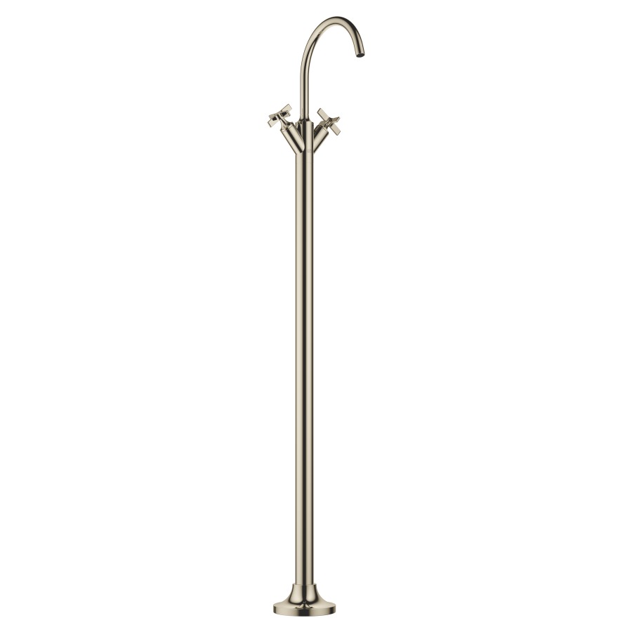Batterie de lavabo VAIA
S 202 mm, goulot orientable
360°, H jusqu'à aérateur
1252-1321 mm, avec colonne
pour montage à pose libre
sans vidage, débit 5,7 l/min.
sans corps à encastrer
751 035