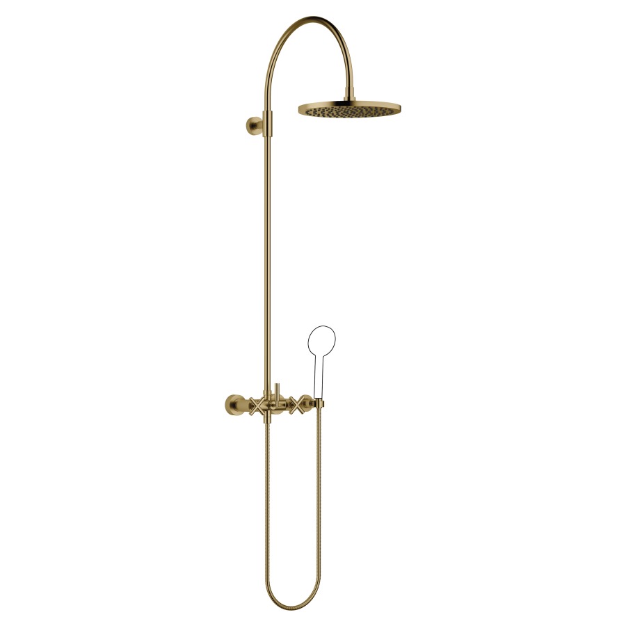 Système de douche TARA
H 116,7 cm, 1/2", E 135-165 mm
batterie de douche, inverseur
rotatif pomme de douche/
dochette à main, pomme de
douche D 300 mm, S 420 mm
système anticalcaire
tuyau de douche 150 cm, sans
douche à main, débit 10 l/min.