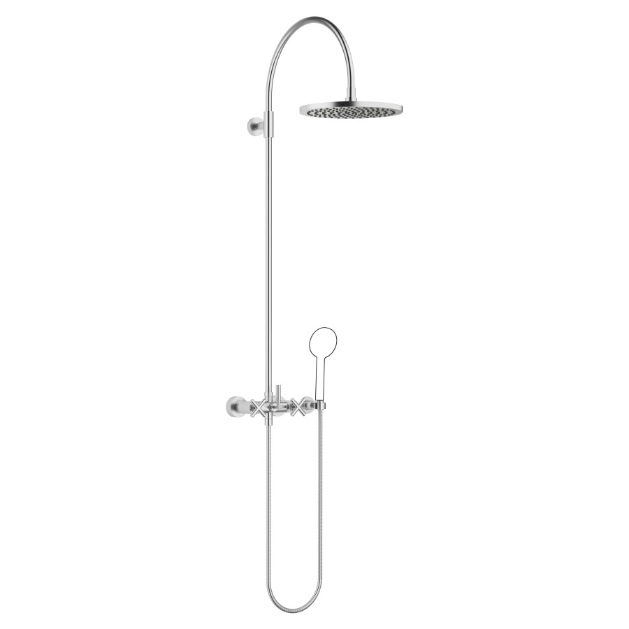 Système de douche TARA
H 116,7 cm, 1/2", E 135-165 mm
batterie de douche, inverseur
rotatif pomme de douche/
dochette à main, pomme de
douche D 300 mm, S 420 mm
système anticalcaire
tuyau de douche 150 cm, sans
douche à main, débit 10 l/min.