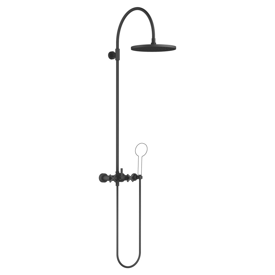 Système de douche TARA
H 116,7 cm, 1/2", E 135-165 mm
batterie de douche, inverseur
rotatif pomme de douche/
dochette à main, pomme de
douche D 300 mm, S 420 mm
système anticalcaire
tuyau de douche 150 cm, sans
douche à main, débit 10 l/min.
