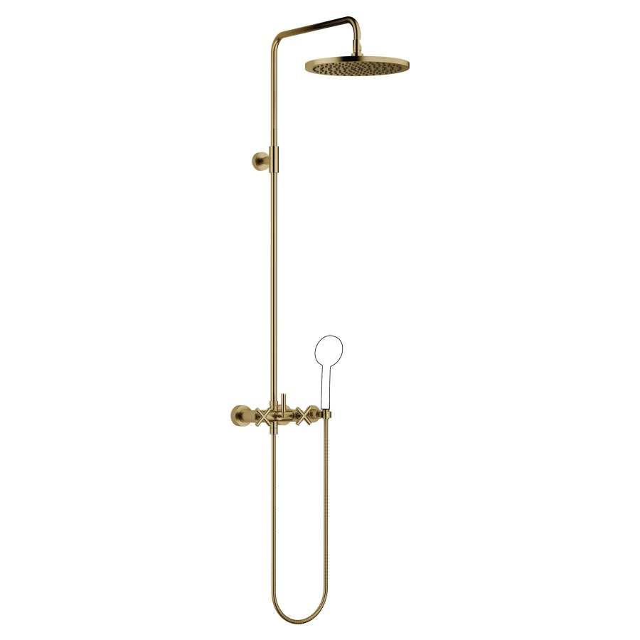 Système de douche TARA
H 116,7 cm, 1/2", E 135-165 mm
batterie de douche, inverseur
rotatif pomme de douche/
dochette à main, pomme de
douche D 300 mm, S 420 mm
système anticalcaire
tuyau de douche 150 cm, sans
douche à main, débit 10 l/min.