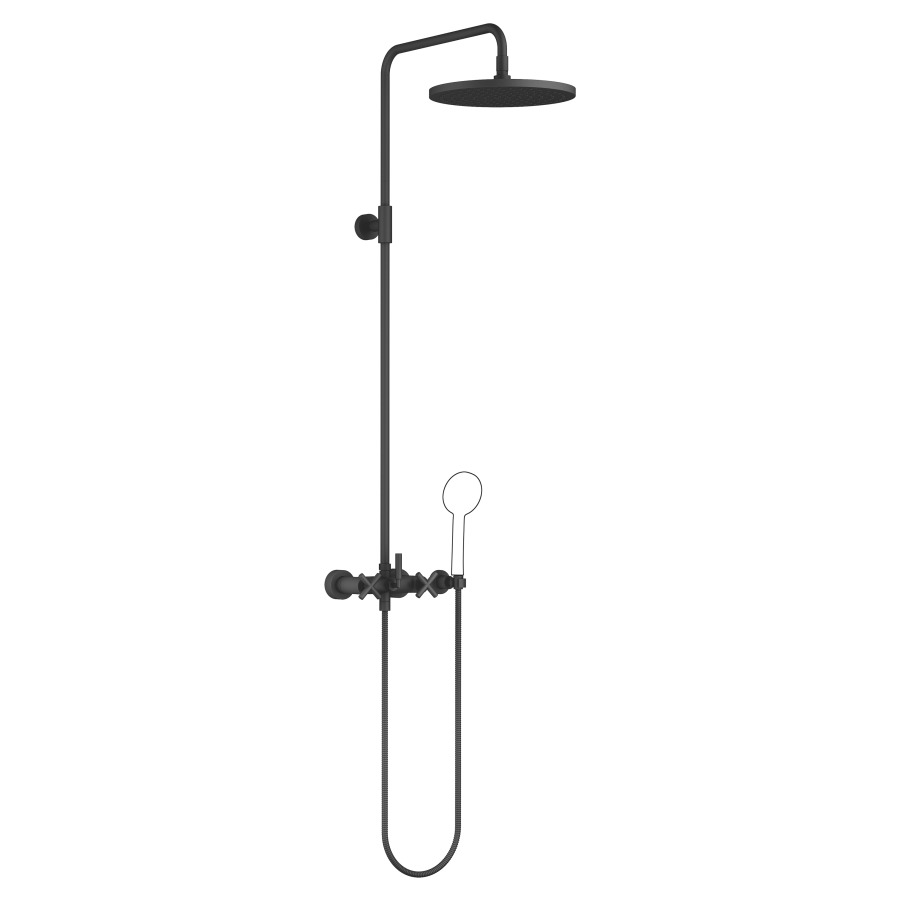 Système de douche TARA
H 116,7 cm, 1/2", E 135-165 mm
batterie de douche, inverseur
rotatif pomme de douche/
dochette à main, pomme de
douche D 300 mm, S 420 mm
système anticalcaire
tuyau de douche 150 cm, sans
douche à main, débit 10 l/min.