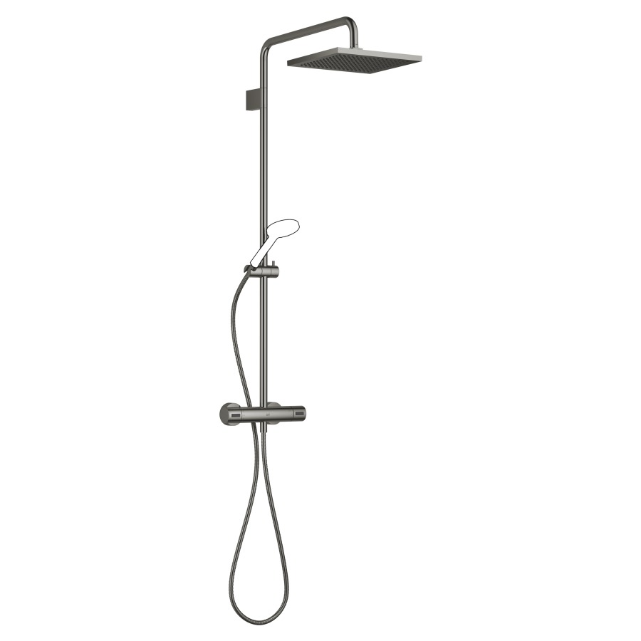 Système de douche DORNBRACHT
Flow Reduce, H 117 cm
E 137-163 mm, 1/2"
mélangeur thermostat
inverseur rotatif avec
réglage du débit et fonction
d'arrêt, pomme de douche
300 x 240 mm, S 453 mm
système anticalcaire
tuyau  175 cm, sans douche à
main, débit 12 l/min.