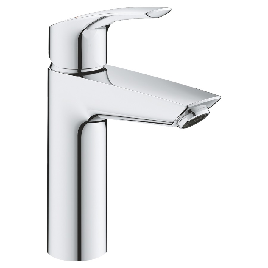 Mélangeur de lavabo EUROSMART
M-SIZE
S 121 mm, goulot fixe
sans vidage, Eco-Joy
5 l/min, avec limiteur de
température