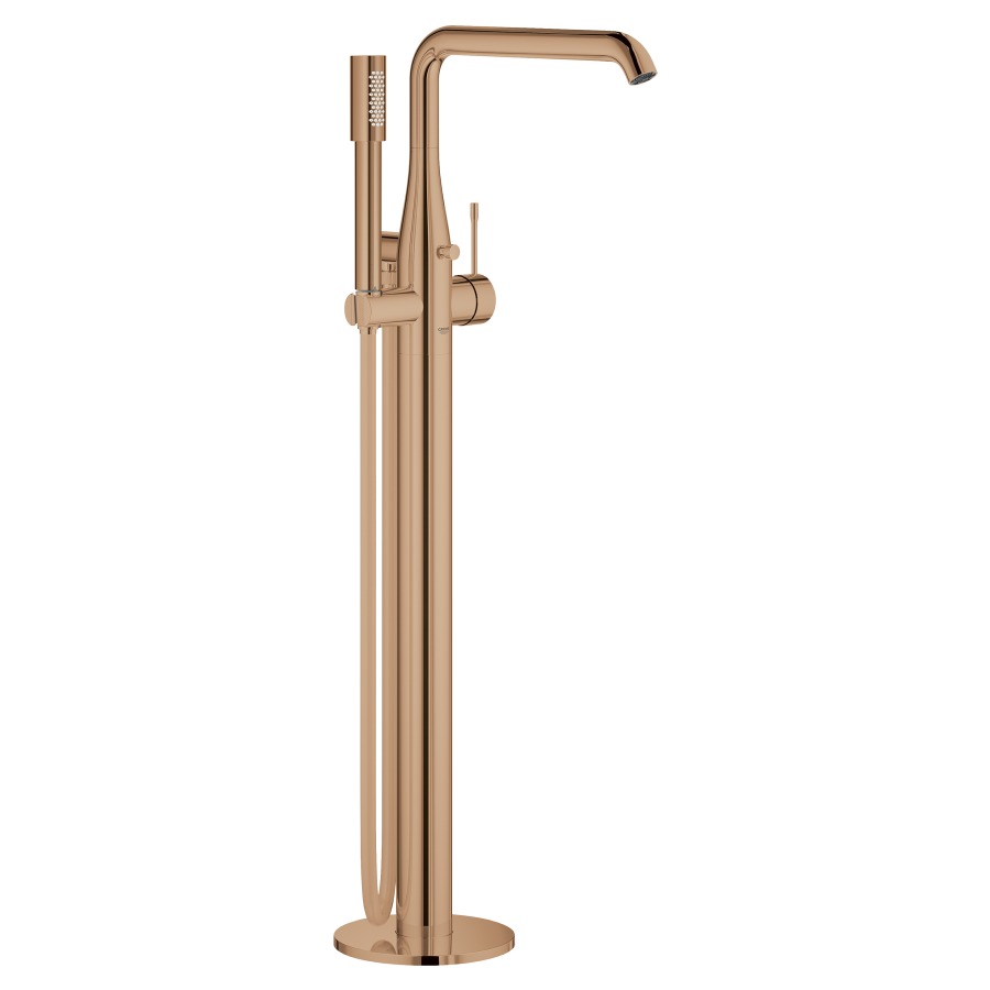 Mélangeur de bain ESSENCE NEW
S 277 mm, goulot orientable
H jusqu'à aérateur 740-844 mm
avec colonne pour montage
à pose libre, douche à main
tuyau 125 cm
sans corps à encastrer 755 104