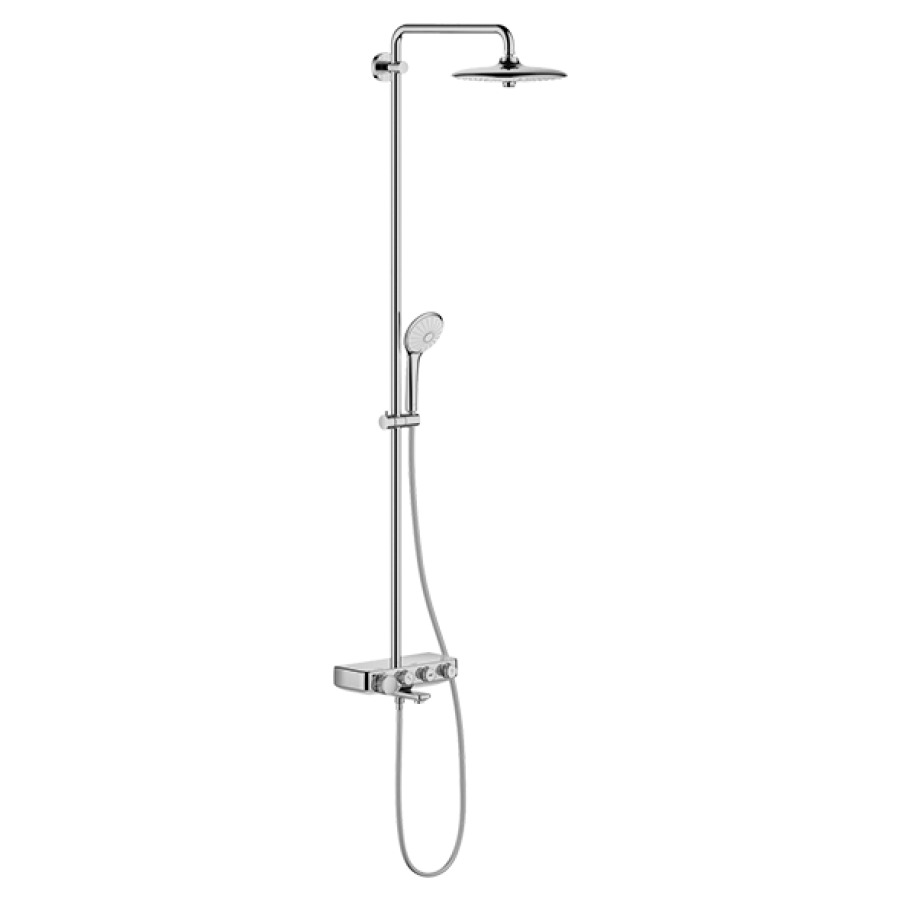Système de douche EUPHORIA
SmartControl 260 Mono
montage mural, thermostat-bain
inverseur, pomme de douche
Euphoria 260, bras de douche
S 450 mm, douche à main
Euphoria 110 Massage
glissière tuyau de douche
Silverflex 175 cm, Dreamspray
EcoJoy 7,0 l/min