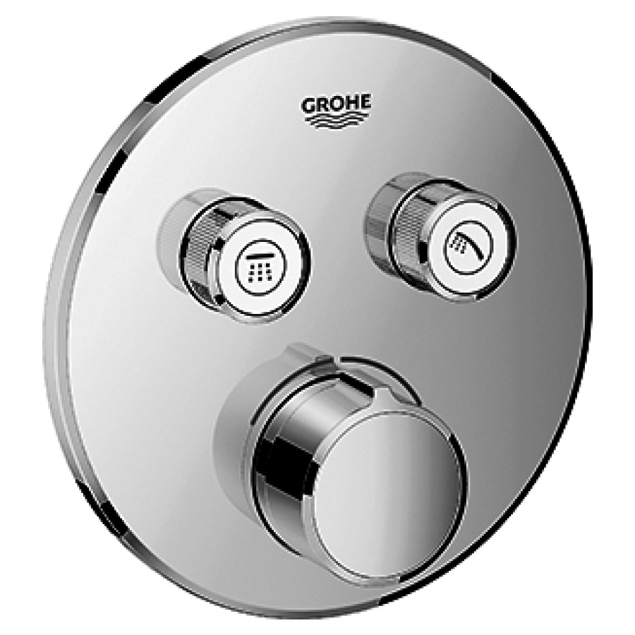 Mélangeur de douche SMART
CONTROL UP, set de montage
final, avec 2 robinets d'arrêt
plaque de fermeture
D 158 mm, sans corps à
encastrer 756 040