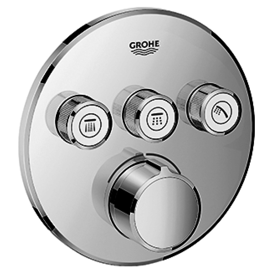 Mélangeur de douche SMART
CONTROL UP, set de montage
final, avec 3 robinets d'arrêt
plaque de fermeture
D 158 mm, sans corps à
encastrer 756 040