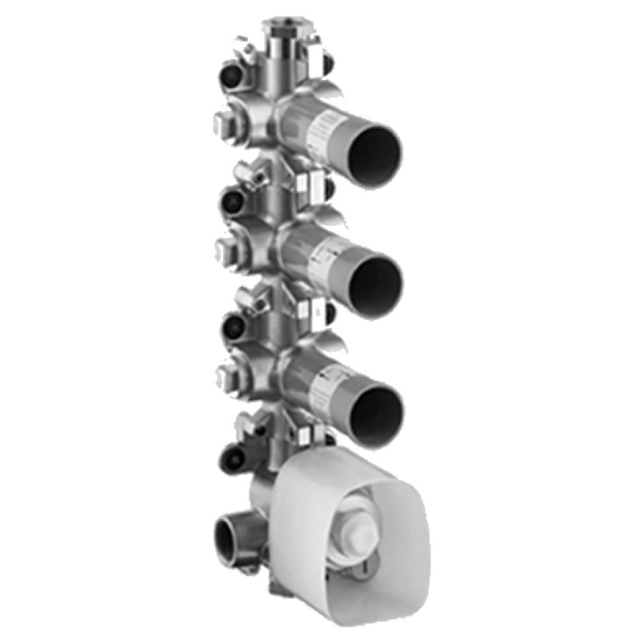 Corps à encastrer STARCK 3/4"
set de base module thermostat
3 sorties DN 20 gauche/droite
utilisables en même temps
montage avec isolation
phonique, groupe acoustique NT