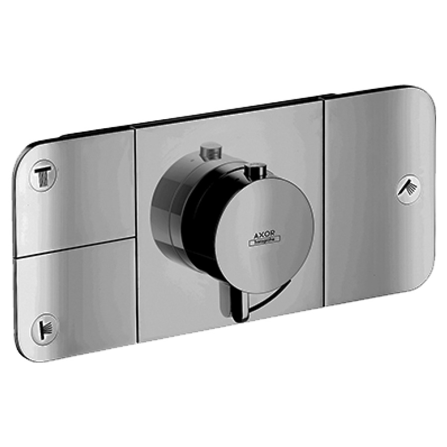 Thermostat ONE UP
set de montage final
27 x 12 cm, poussoirs
pour commander 3 fonctions
débit par utilisateur 24 l/min
clapet anti-retour
sans corps à encastrer
757 036, groupe acoustique II