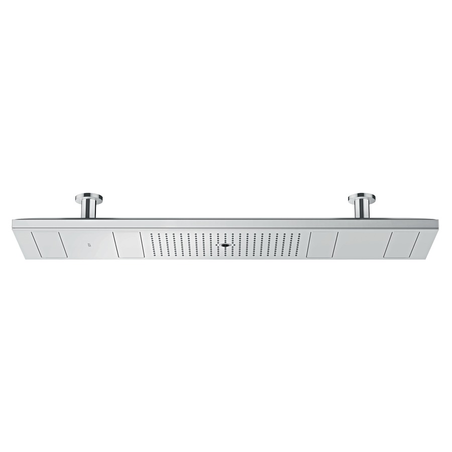 Douche plafond SHOWERHEAVEN
1200/300 4jet, avec éclairage
120 x 30 cm, PowderRain, Rain
Mono, débit maximal 30 l/min
bloc d'alimentation 24 V, 30 W
sans corps à encastrer 757 079