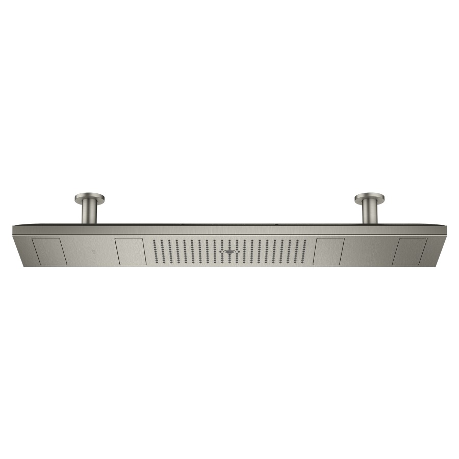Douche plafond SHOWERHEAVEN
1200/300 4jet, avec éclairage
120 x 30 cm, PowderRain, Rain
Mono, débit maximal 30 l/min
bloc d'alimentation 24 V, 30 W
sans corps à encastrer 757 079