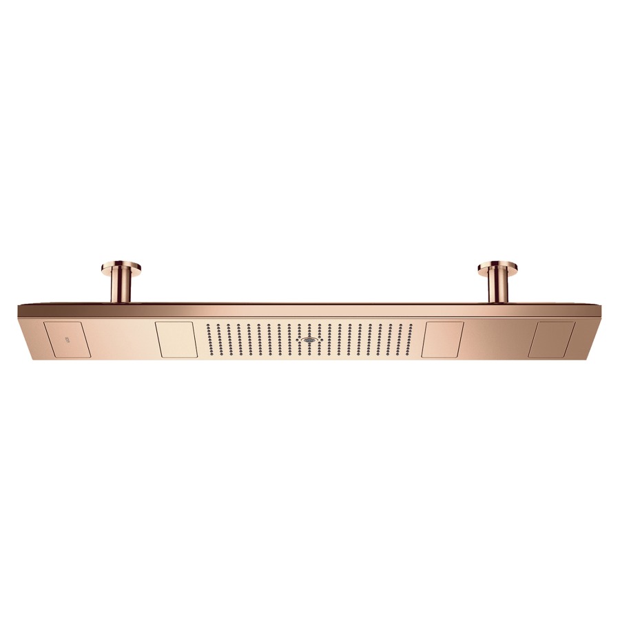 Douche plafond SHOWERHEAVEN
1200/300 4jet, avec éclairage
120 x 30 cm, PowderRain, Rain
Mono, débit maximal 30 l/min
bloc d'alimentation 24 V, 30 W
sans corps à encastrer 757 079