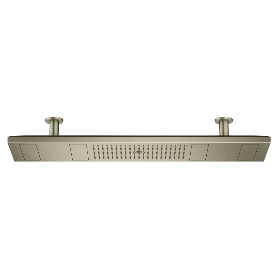 Douche plafond SHOWERHEAVEN
1200/300 4jet, avec éclairage
120 x 30 cm, PowderRain, Rain
Mono, débit maximal 30 l/min
bloc d'alimentation 24 V, 30 W
sans corps à encastrer 757 079