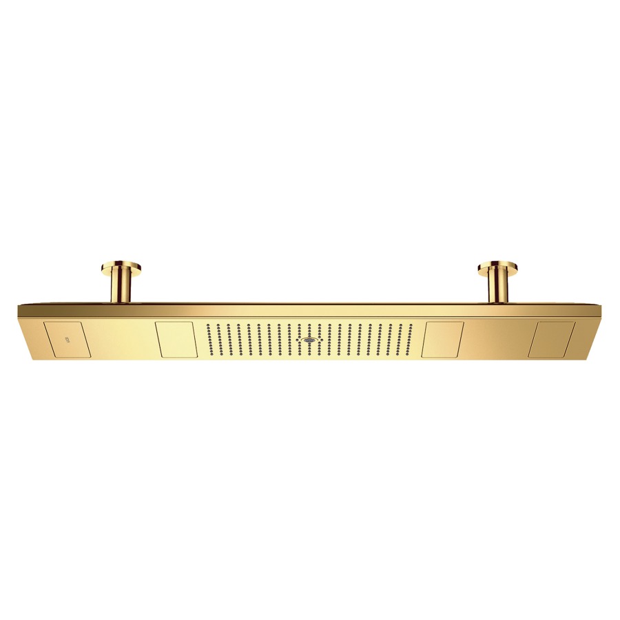Douche plafond SHOWERHEAVEN
1200/300 4jet, avec éclairage
120 x 30 cm, PowderRain, Rain
Mono, débit maximal 30 l/min
bloc d'alimentation 24 V, 30 W
sans corps à encastrer 757 079