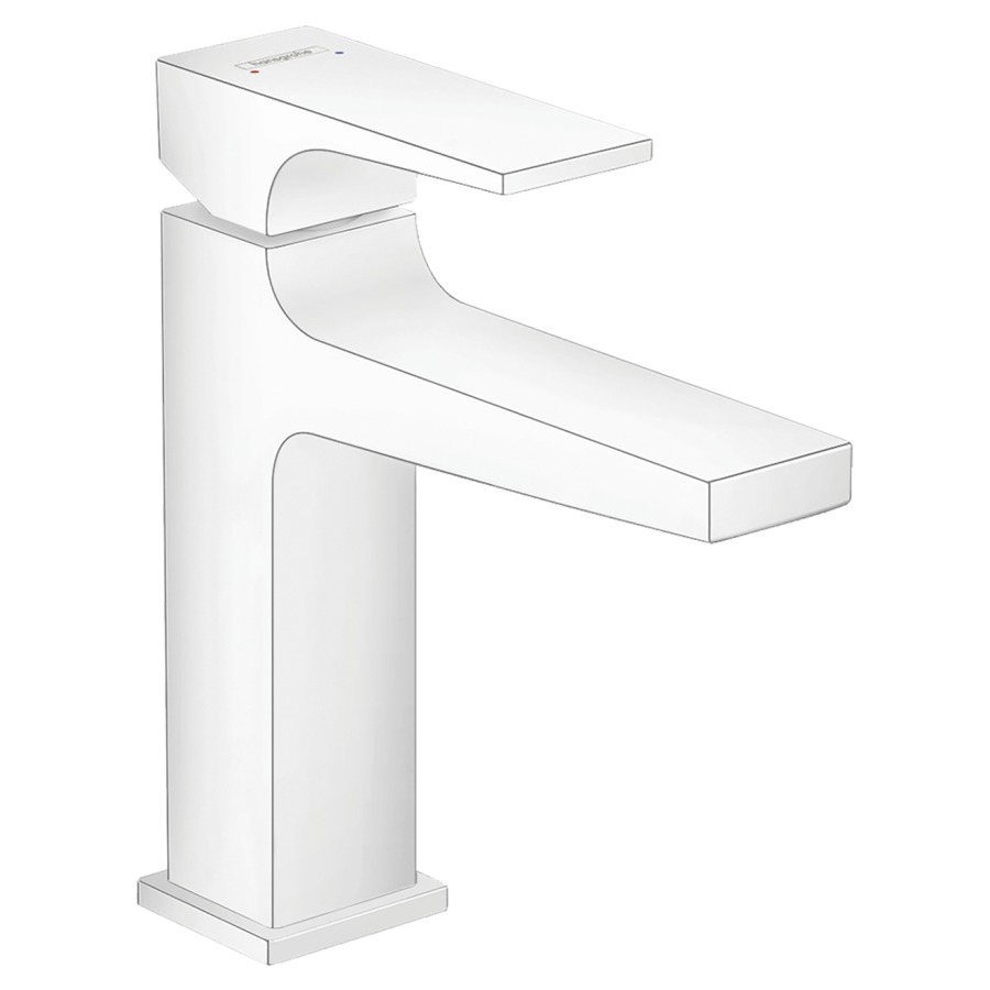 Mélangeur de lavabo METROPOL
110, S 135 mm, goulot fixe
avec vidage Push-Open, débit
5 l/min, groupe acoustique I
