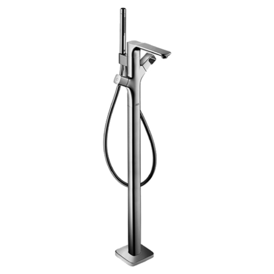 Mélangeur de bain URQUIOLA
S 204 mm, goulot fixe
H jusqu'à aérateur 848-928 mm
avec colonne pour montage
à pose libre, thermostat
robinet d'arrêt et inverseur
tuyau, débit 20 l/min, douche
à main, sans corps à encastrer
758 415, groupe acoustique I