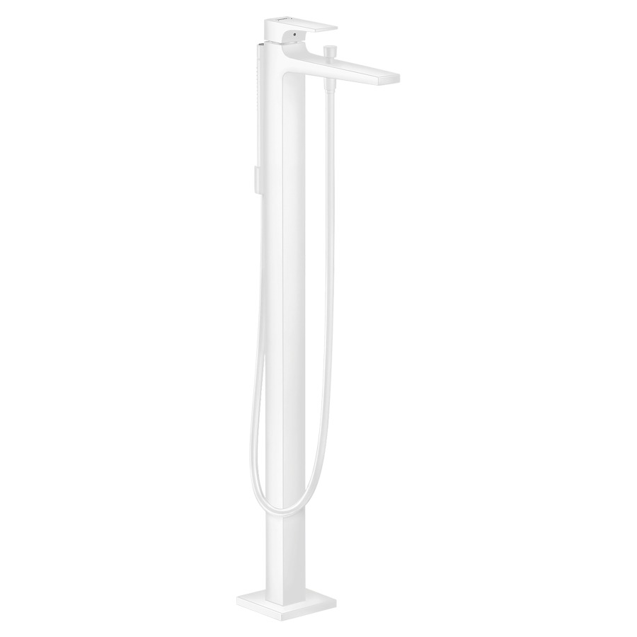 Mélangeur de bain METROPOL
S 235 mm, goulot fixe
H jusqu'à aérateur 815-895 mm
avec colonne pour montage à
pose libre, douche à main
Starck, tuyau de douche 125 cm
débit 21 l/min, sans corps à
encastrer 758 415