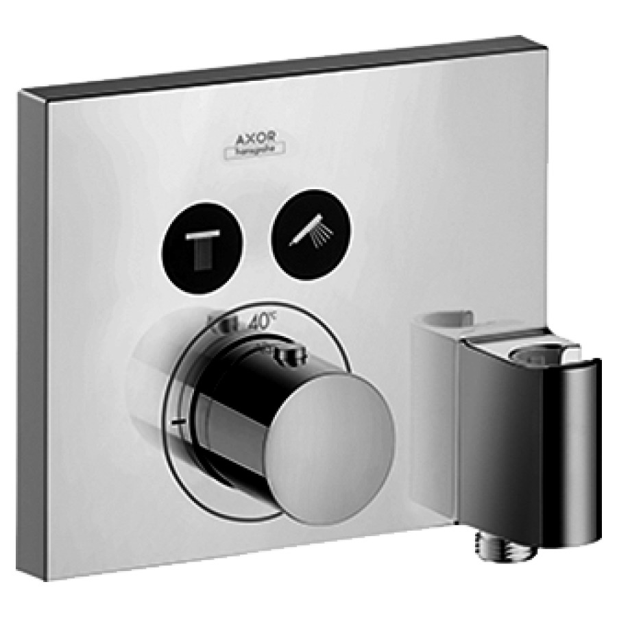 Thermostat SHOWERSELECT
SQUARE UP, set de montage
final, 18,8 x 16,7 cm
poussoirs pour commander 2
fonctions, débit 26 l/min
avec coude de raccordement
1/2" et support de douche
sans corps à encastrer 757 011