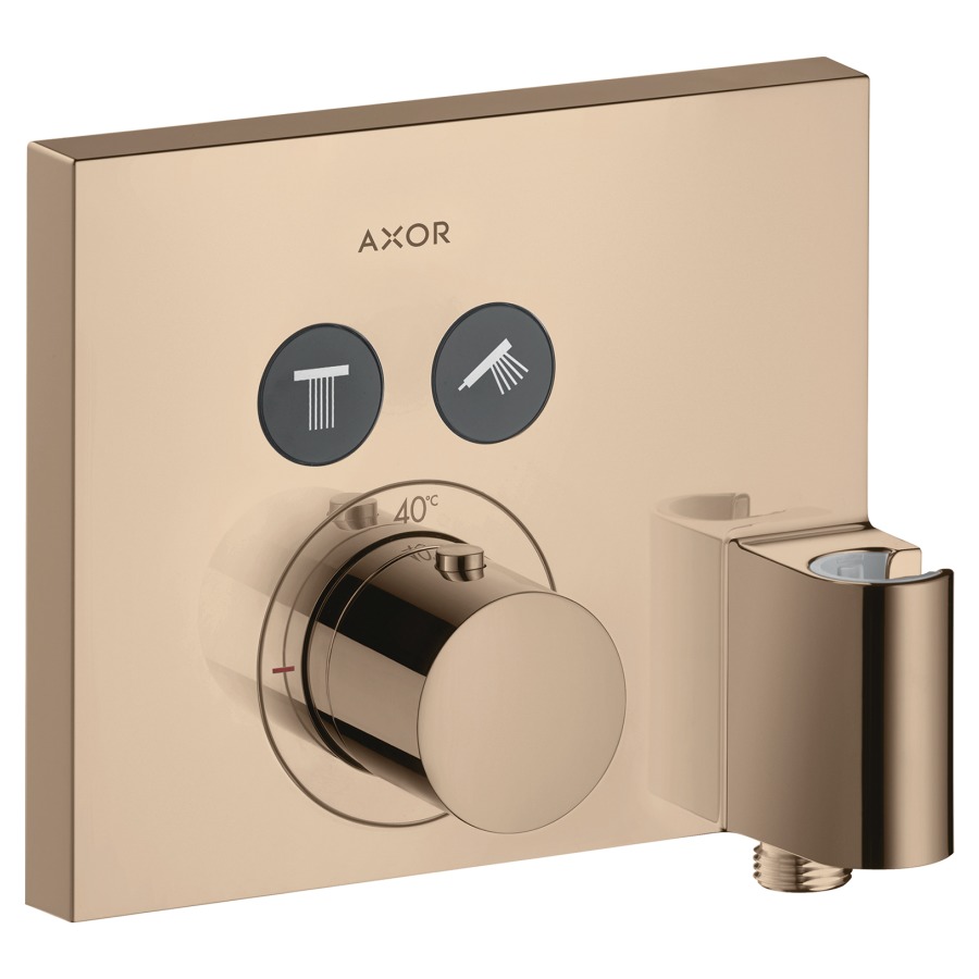 Thermostat SHOWERSELECT
SQUARE UP, Endmontageset
18,8 x 16,7 cm, Drucktasten
zur Steuerung von 2
Verbrauchern, Durchflussmenge
26 l/min, mit Brauseanschluss
1/2" und Halter, ohne
Einbaukörper 757 011