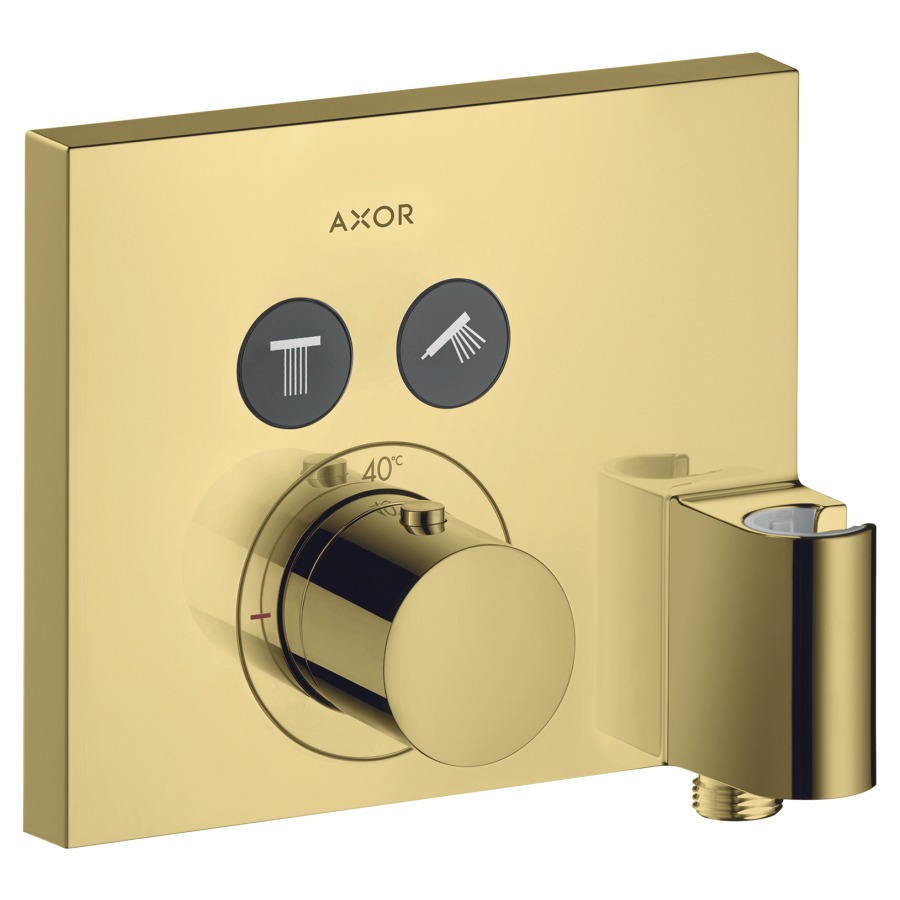 Thermostat SHOWERSELECT
SQUARE UP, Endmontageset
18,8 x 16,7 cm, Drucktasten
zur Steuerung von 2
Verbrauchern, Durchflussmenge
26 l/min, mit Brauseanschluss
1/2" und Halter, ohne
Einbaukörper 757 011