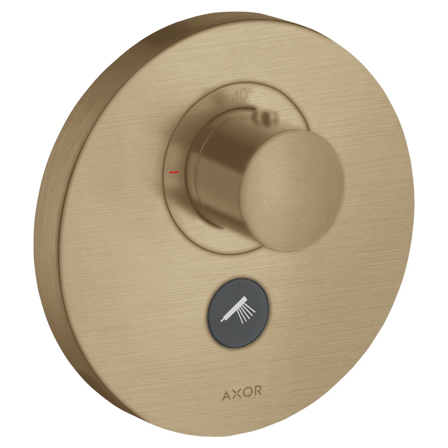 Thermostat SHOWERSELECT
ROUND UP, Endmontageset
Highflow, D 17 cm, Drucktasten
zur Steuerung von 1
Verbraucher, Druchflussmenge
Brause 30 l/min, Durchfluss-
menge oberer Abgang 59 l/min
ohne Einbaukörper 757 011